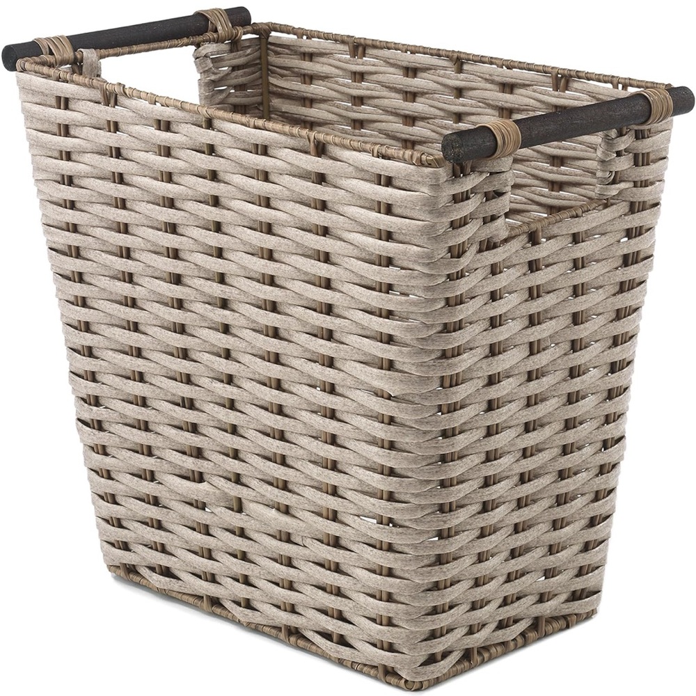 WHITMOR NWT wastebasket with wood handles -11.81”